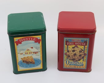 2 Vintage Nestle Toll House Metal Canisters, Tins/Limited Edition