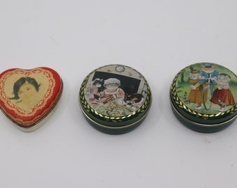 Vintage Small Metal Tin/Heart with Girl, Baking Cats, Bicycle Kitty/Your Choice