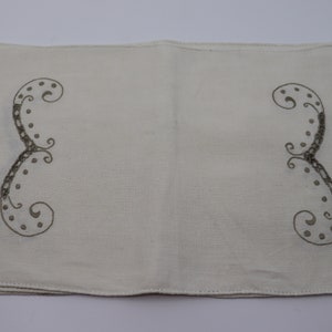 3 Vintage Placemats Hemstitched and Embroidered Linen/Cream Colored/10&quot; x 15.5