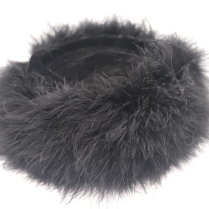 Vintage Black Velvet and Feather Hat/Made in USA