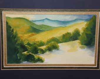 Vintage Framed Original Watercolor Smoky Mountains/"Sweet Smokies" by Susan Lingg