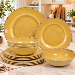 イエロー 　食器セット Yellow Dinnerware Set - Etsy