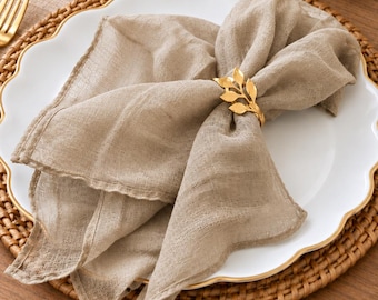 Nude Cheesecloth Napkins Set of 12, Gauze Cloth Napkins 20x20, Rustic Boho Wedding Napkins, Bridal Shower Table Decor
