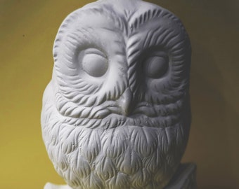 Hiboux. Hiboux prêts à peindre. U-Paint Hibou en céramique sur une bûche. Céramique de peinture. La boutique des trésors d'Olga