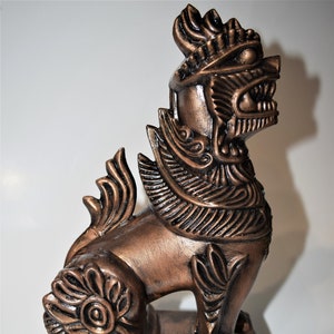 Foo Dog Statue.Chinese Foo Dog. Home Decor Chinese Foo Dog. Gold Statue Of Chinese Foo Dog.Good Luck Dog. Olga&#39;s Treasures Shop