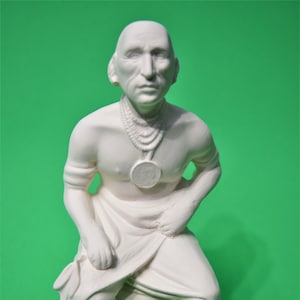 Old Indian chief Ceramic Statue.Ceramic Statue of a Indian Warrior.Setting Indian Worrior.Olga&#39;s Treasures Shop