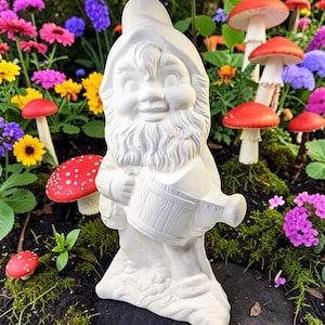 Large Ceramic Bisque Gnome.Paint your Own Garden Gnome.Ready to Paint Ceramic Bisque Gnome.Olga"s Treasures Shop