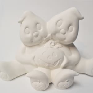 Fantasma con Calabaza Listo para Pintar. Fantasma en Bisque de Cerámica. Pinta tu Propia Cerámica. Tienda Olga's Treasures