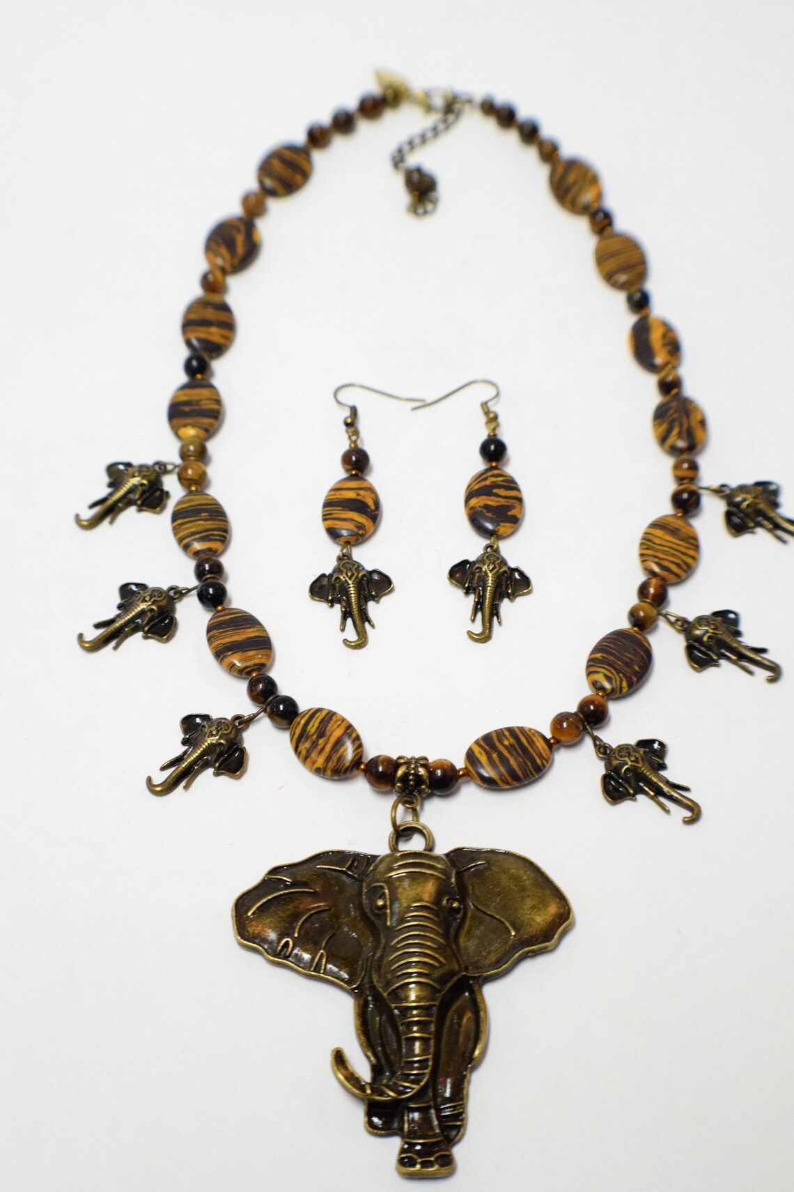 FREE Shippingafrican Beaded Necklace.brass Elephant Etsy