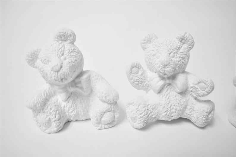 Three Little Teddy Bear Set Ready to Paint.ceramic Bisque Etsy