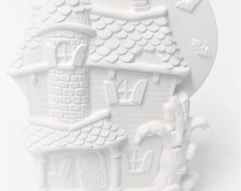 Haunted House Ready to paint.Ceramic Bisque Haunted House.Halloween Haunted House.Olga&#39;s Treasures Shop