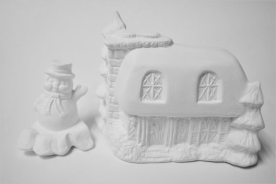 Cabin In The Woods Ready To Paint Winter Cabin And Etsy