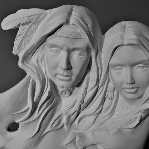 Native American Bust. Ready to Paint Ceramic Indian Couple Bust. Native American Figurine Bisque. Olga's Treasures Shop