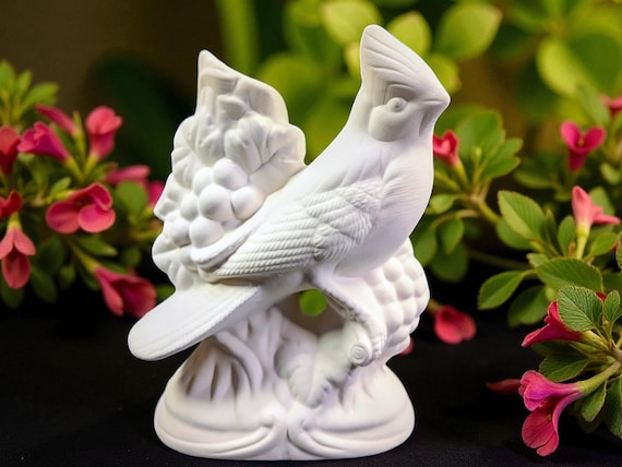 Bird. Ready-To-Paint Ceramic Bisque Cardinal Bird. Unpainted Cardinal Bird. Olga's Treasures Shop