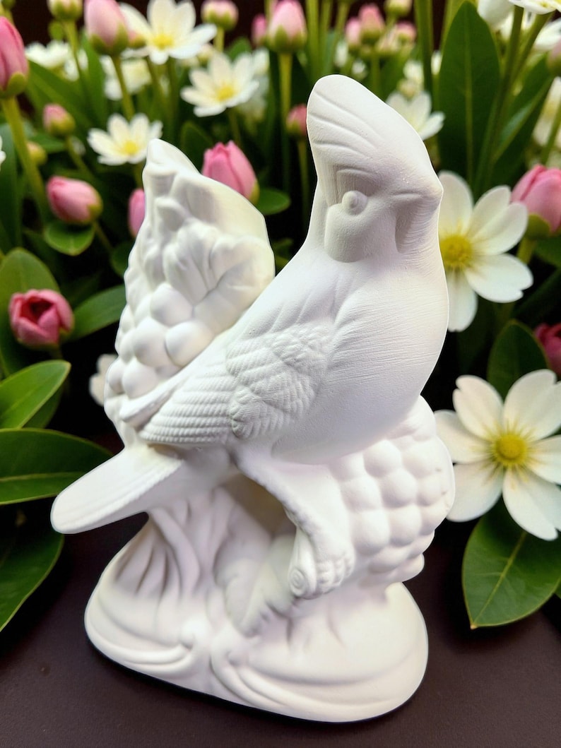 Bird. Ready-To-Paint Ceramic Bisque Cardinal Bird. Unpainted Cardinal Bird. Olga's Treasures Shop image 4