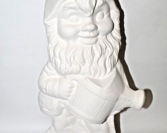 Large Ceramic Bisque Gnome.Paint your Own Garden Gnome.Ready to Paint Ceramic Bisque Gnome.Olga"s Treasures Shop
