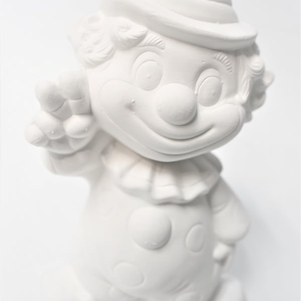 Happy Clown  Figurine Ready to Paint. Unpainted Ceramic Bisque Figurines.Olga's Treasures shop