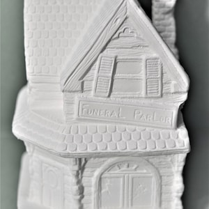 Ceramic Bisque House. House Unpainted. House &quot; Funeral Parlos&quot; Vintage House unfinished. Painting your Own Ceramic. Olga&#39;s Treasures Shop