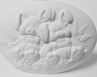 Bunny Insert Ready to Paint.painting Ceramic Bisque  Insert.U-Paint Ceramic.Bunnies Unpainted.Olga's Treasures Shop