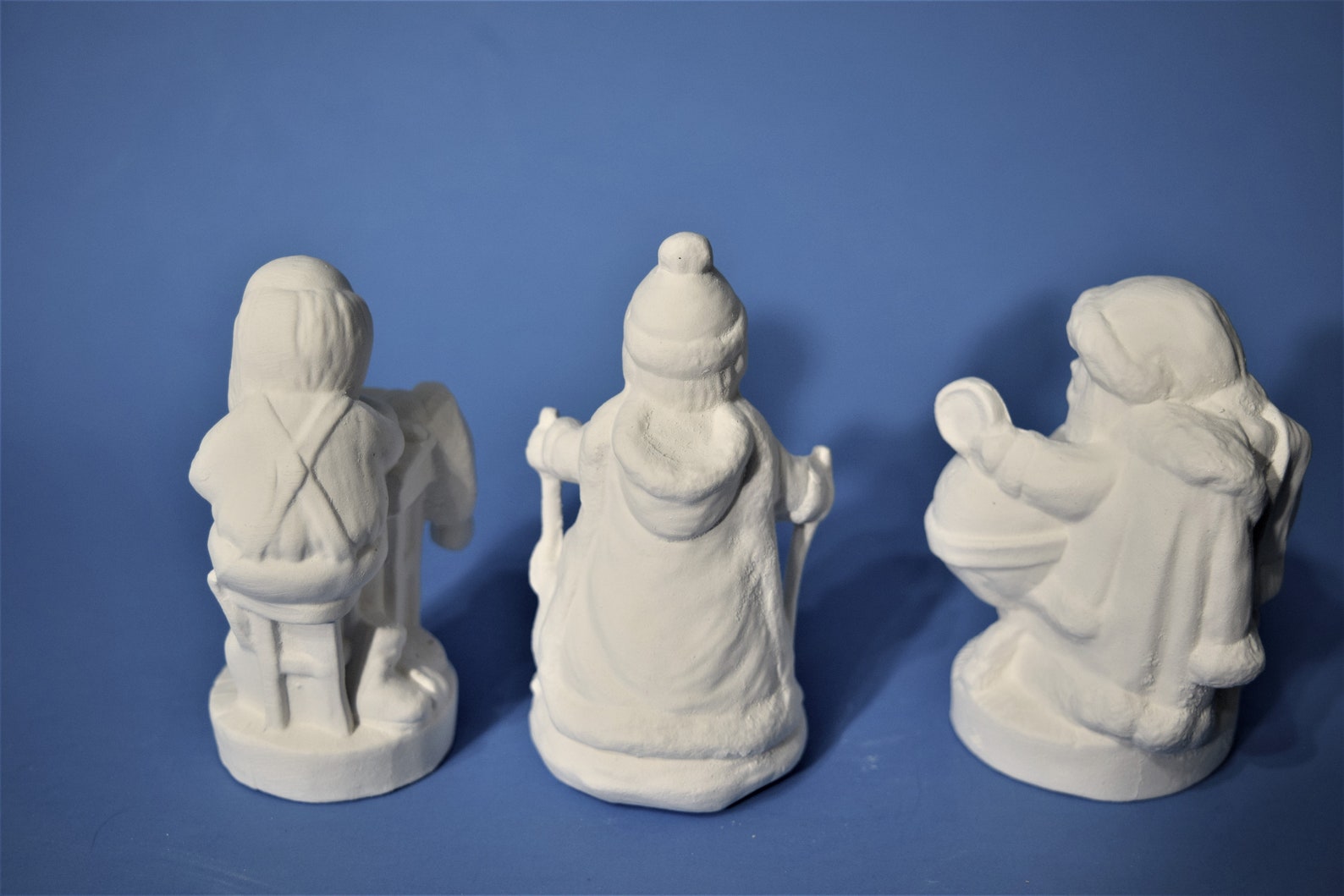Three Mini Santa Claus Figurines Ready to Paint.Ceramic Bisque Etsy