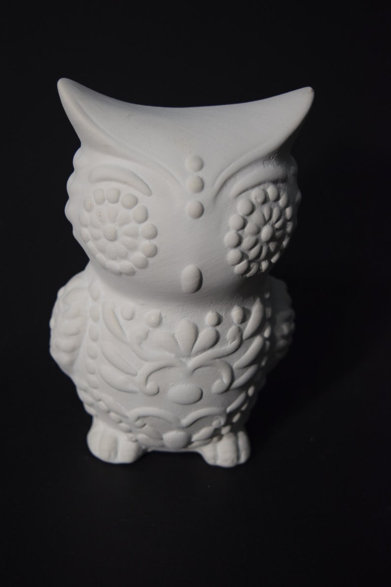 Ceramic Owl Figurine. Ready to Paint Owl Decor. Unpainted Etsy