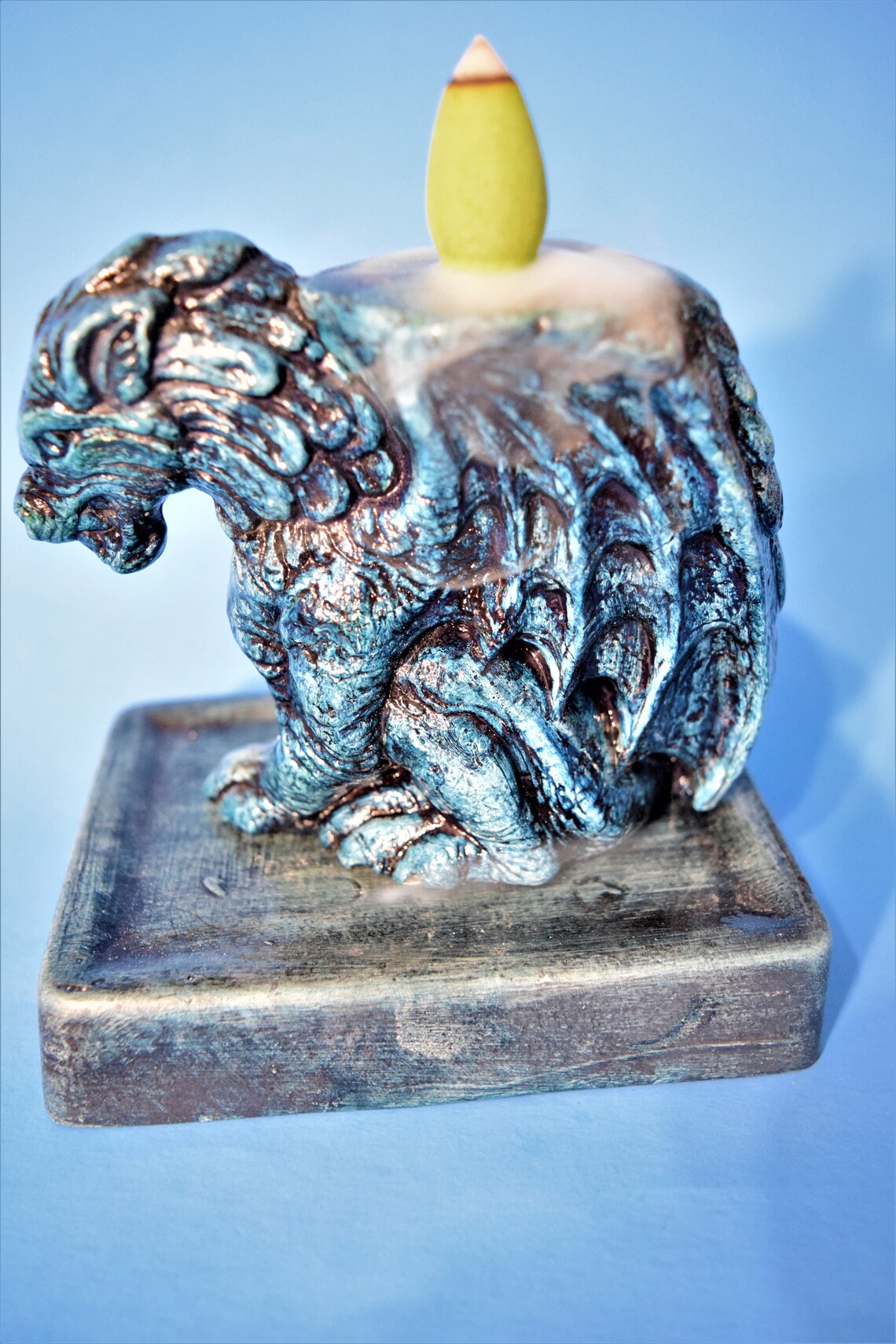 Dragon Incense Cone Holder. Handmade Panted Ceramic Dragon. Etsy