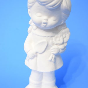 Garden Girl Ready to Paint.U-Paint Ceramic Bisque Girl Figurine.Girl Bisque.Olga&#39;s Treasures Shop