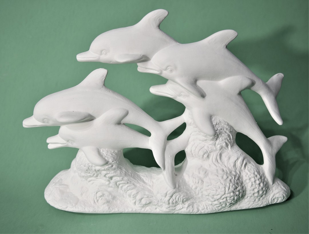 Ready to Paint Dolphins. Ceramic Dolphin Centerpiece. Dolphin Unpainted