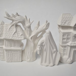 Unpainted Ceramic Christmas Village 