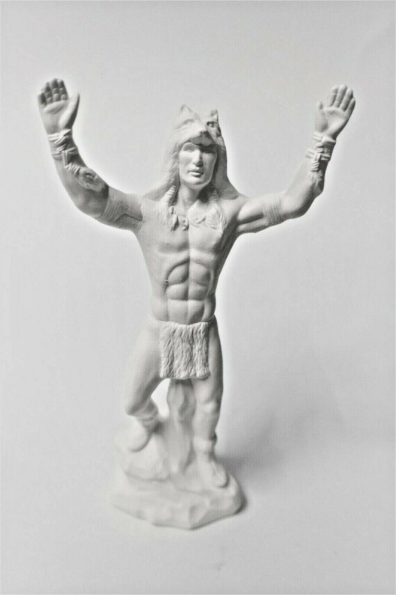 Indian Statue w/ Wolf Hat Ready to Paint.Unpainted Ceramic Bisque Figurine.Ceramic Bisque Indian Chief Statue.Olga's Treasures Shop