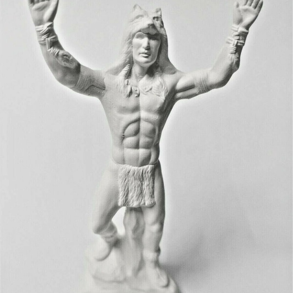 Indian Statue w/ Wolf Hat Ready to Paint.Unpainted Ceramic Bisque Figurine.Ceramic Bisque Indian Chief Statue.Olga's Treasures Shop