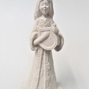 lady with Harp Ready to Paint.U-Paint Ceramic Statue.Unfinished Ceramic Figurine.Olga&#39;s Treasures Shop