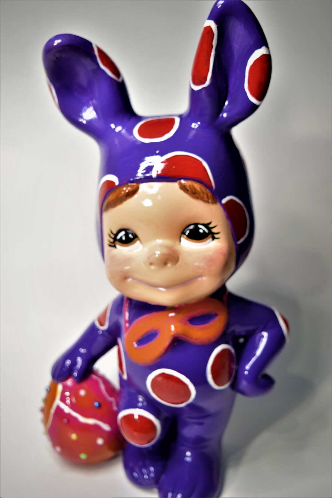 Atlantic Smiley Boy With Bunny Costume. Painted Ceramic Figurine Smiley ...