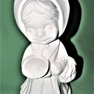 Smiley  Pilgrim Unpainted. Ceramic Bisque Ready to Paint Smiley Girl.Ceramic Bisque Unpainted Smiley.Olga&#39;ss Treasures Shop