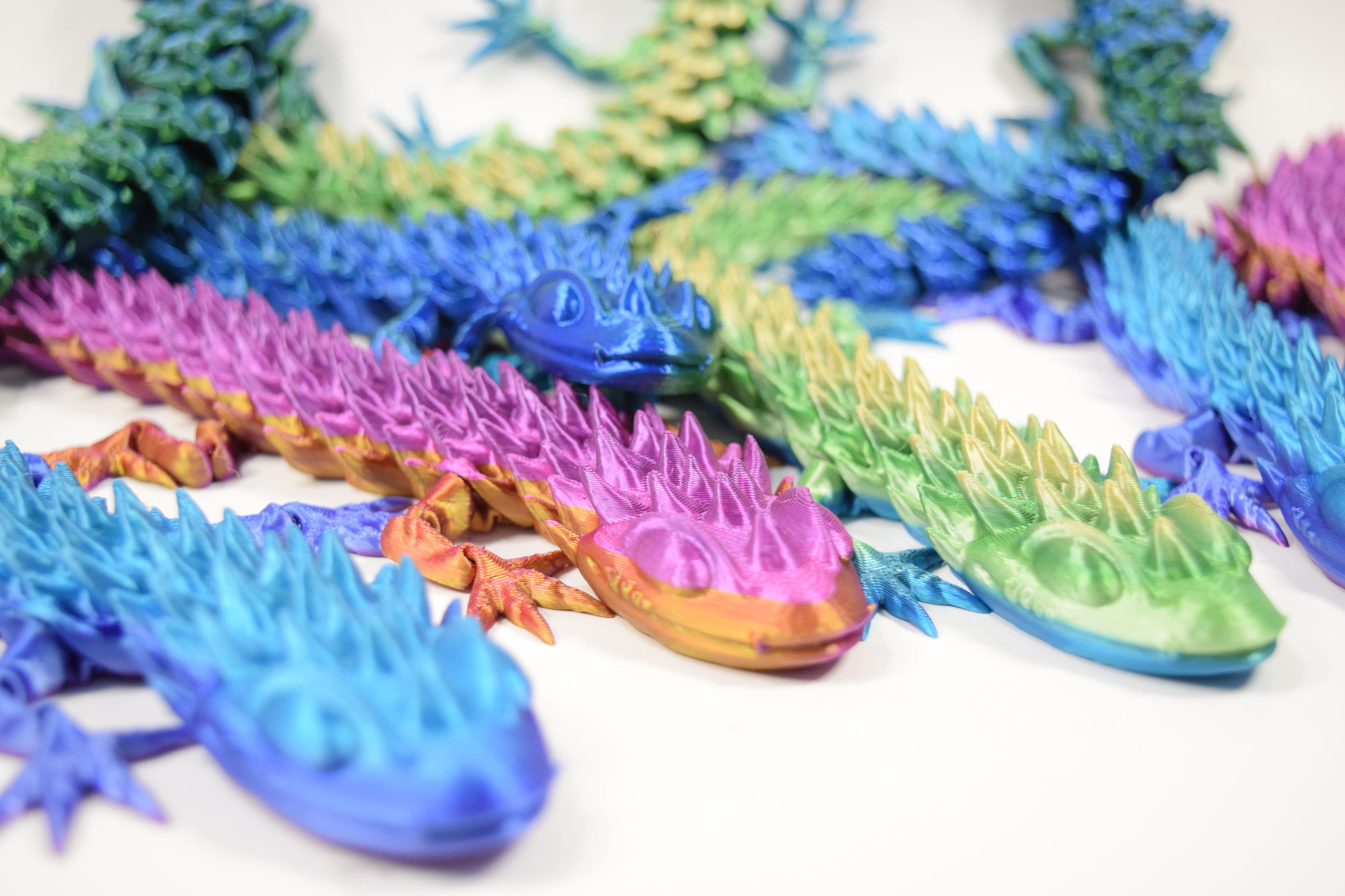 Articulating Lizard Flexible.3d Printed Fidget Toys. Multicolored