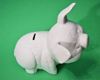 Piggy Bank Ceramic Bisque Ready to Paint.U-Paint Money Bank.Ceramic Pig Bisque.Unfinished Ceramic Piggy Bank.Olga's Treasures Shop