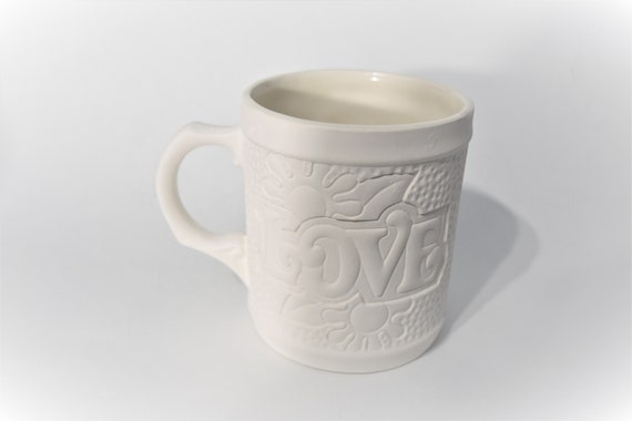 Listo para pintar taza de café.Sin pintar cerámica Amor Taza