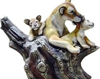 Ready to Paint Lioness with Cubs Driftwood. U-painted Ceramic Bisque Lioness Bisque. Painting Your Own Ceramic. Olga's Treasures Shop