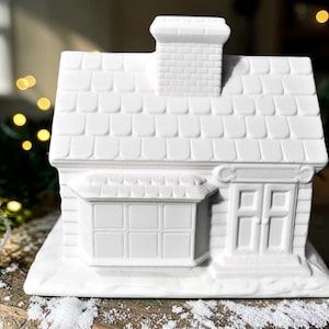 Ready to Paint Ceramic Bisque Christmas Village Shoppe.