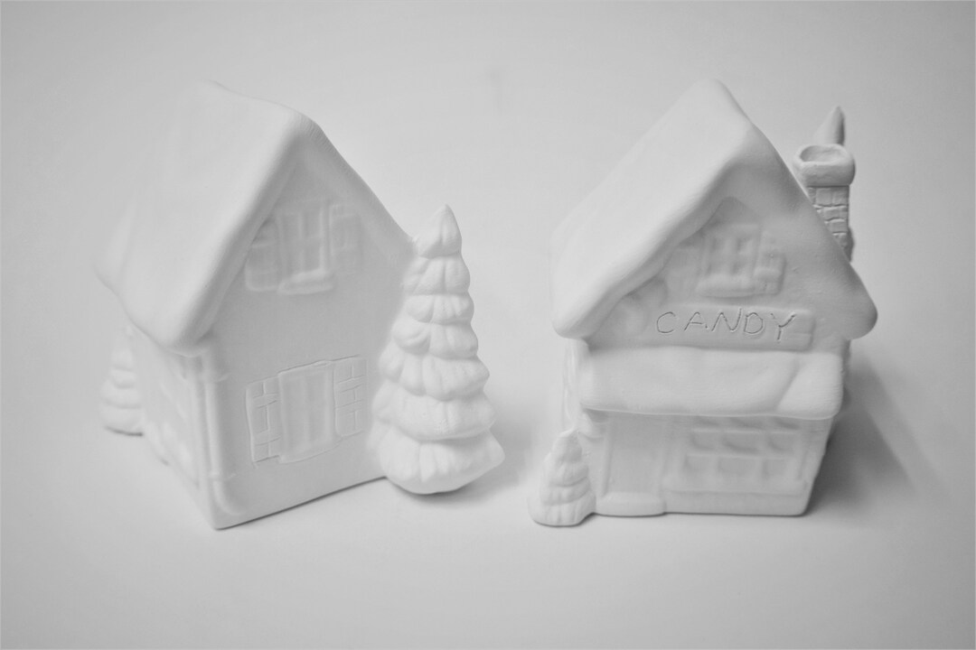 Unpainted Christmas Village Houses 