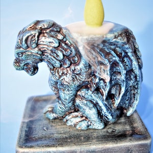 Dragon Incense Cone Holder. Handmade Panted Ceramic Dragon. Incense Holder and Backflow Incense Cone. Olga&#39;s Treasures Shop