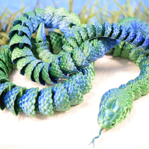 Snake.3D Printed Articulate Snake. Long Flexible Snake.Cinderwing3D Authorized Reseller. Fidget Toys. Olgas Treasures Shop.