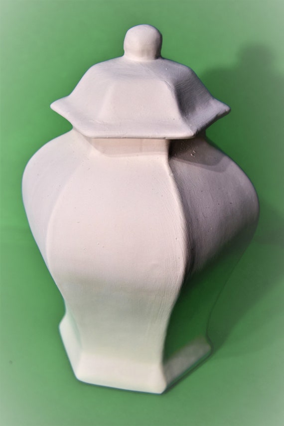 Hexagon Ceramic Container Ready to Paint.Unpainted Ceramic Bisque Vase.Unfinished Ceramic Vase.Olga's Treasures Shop