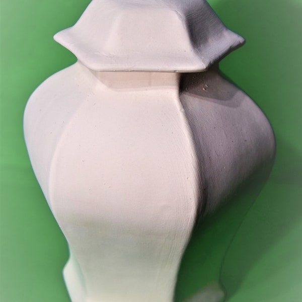 Hexagon Ceramic Container Ready to Paint.Unpainted Ceramic Bisque Vase.Unfinished Ceramic Vase.Olga's Treasures Shop