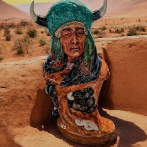 Native American Indian Warrior Statues with Bison Ready to Paint. IndianBrave with Bison U-Paint.Olga's Treasures Shop