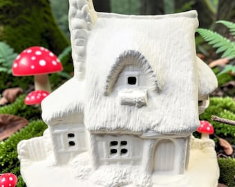 Ceramic Bisque Cabin for Painting, Unfinished Cottage Craft Project