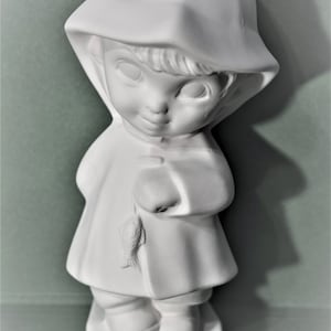 Vintage Girl Figurine Ready to Paint. U-Paint Ceramic Gare Girl with Fishes. Ready to Paint Ceramic Bisque Girl. Olga&#39;s Treasures Shop