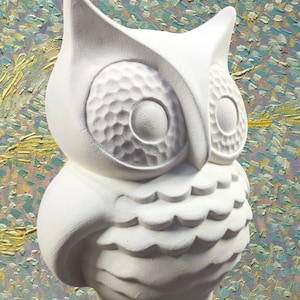 Ready to Paint Ceramic Bisque Realistic Owl. U-Painted Ceramic Bisque Owl Figurine. Bisque Ceramics. Olgas Treasures Shop