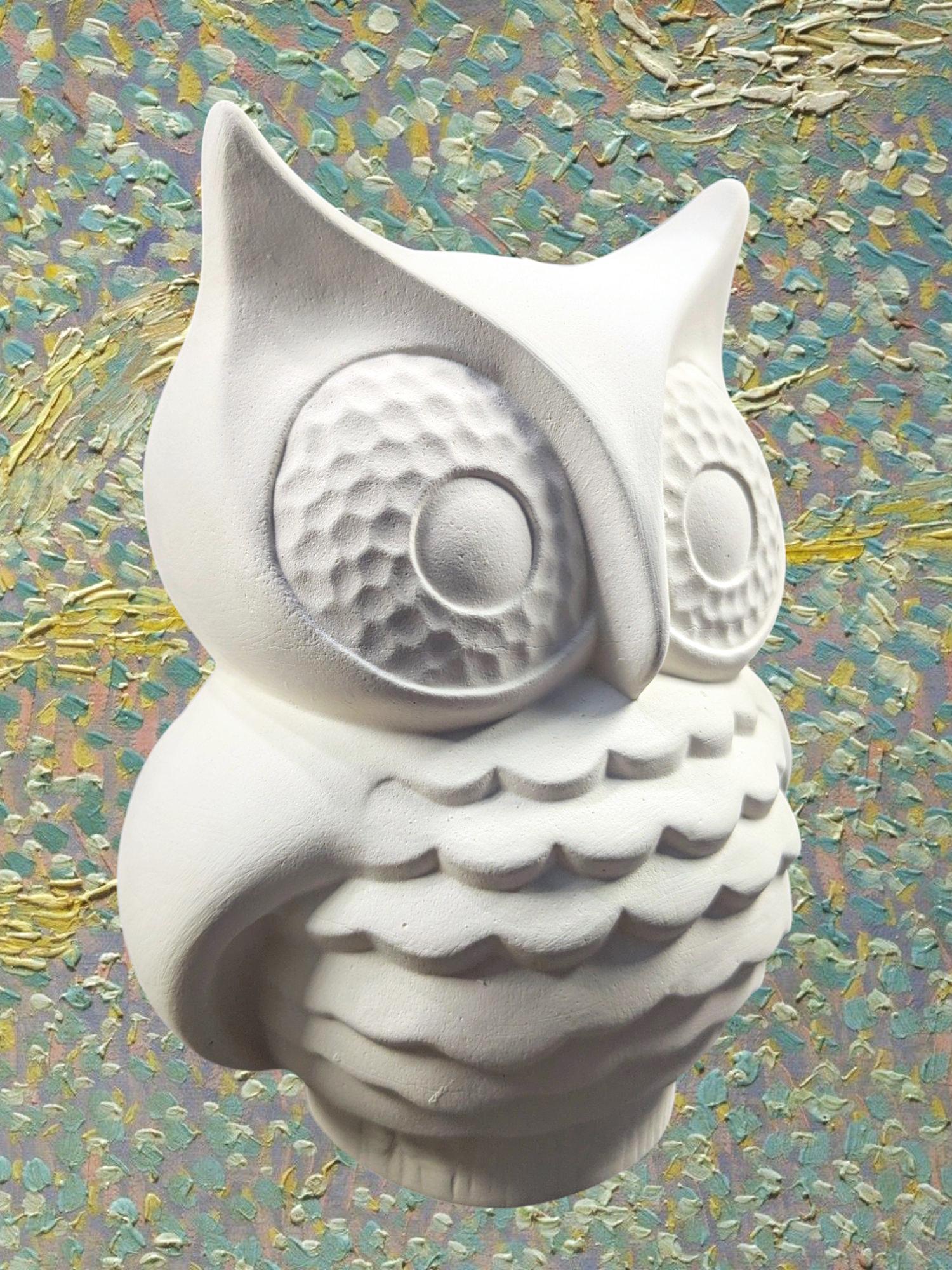 Ready to Paint Ceramic Bisque Realistic Owl. U-Painted Ceramic Bisque Owl Figurine. Bisque Ceramics. Olgas Treasures Shop