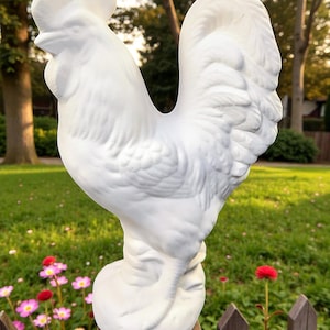 Unpainted Ceramic Rooster Bisque Ready to Paint Craft Figurine (4.5"W x 7"H) Olgas Treasures Shop